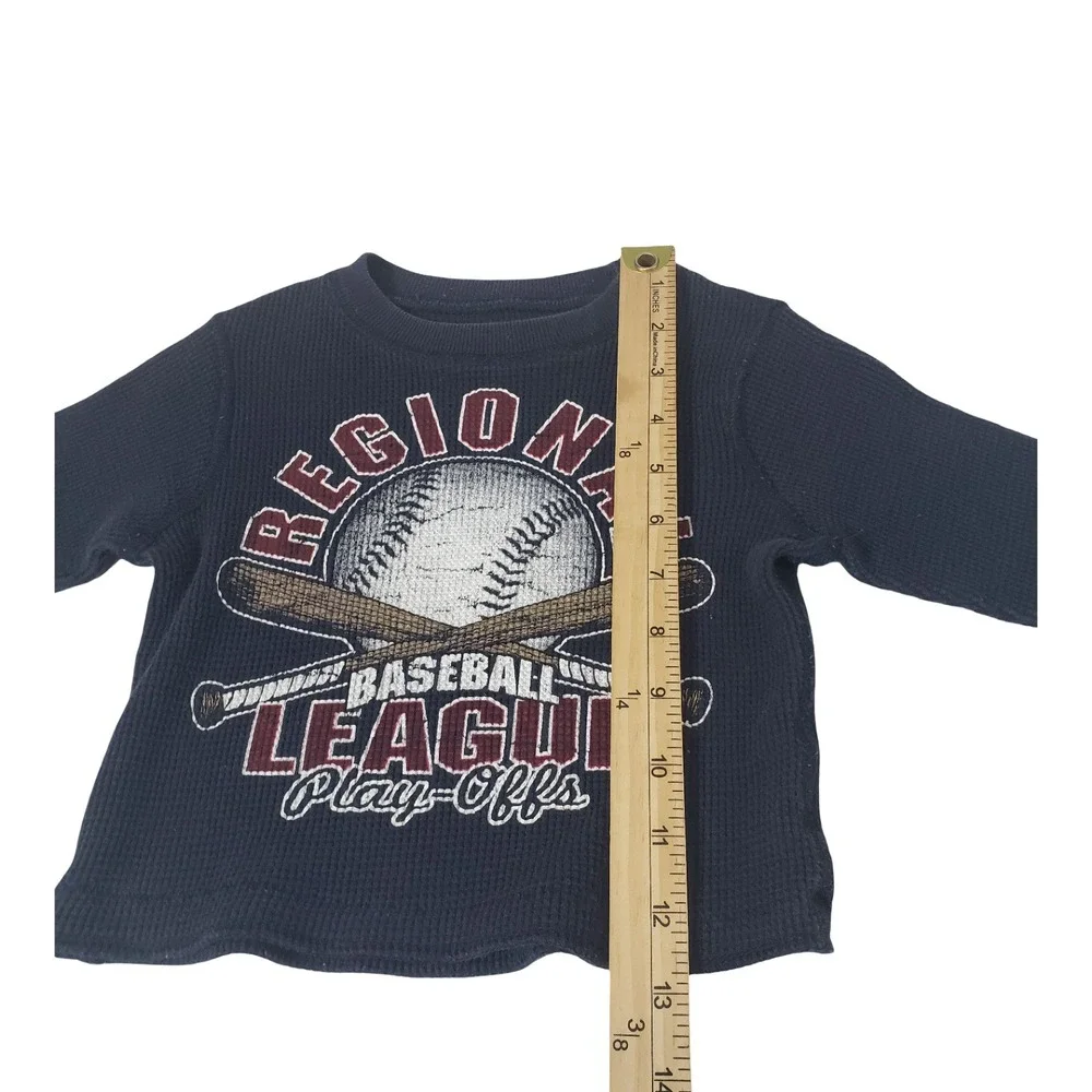 Childrens Place Boys Navy Baseball League Thermal Waffle Knit Shirt 6-9 Months
